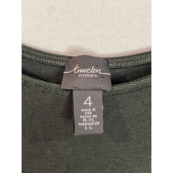 Travelers By Chico's Women's Top Size 4 Button Sleeve Detail Olive Green - Picture 11 of 16